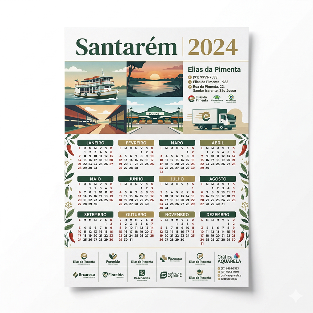 Calendário A3 31x46cm Calendário A3 31x46cm em Belém — Calendários na Gráfica Tip